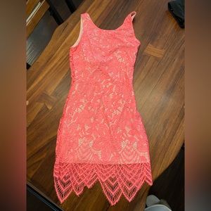 Hot pink bodycon lace dress